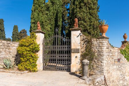 Chianti Region, Italy - April 20, 2018: The Castle of Verrazzano in Greve in Chianti, in the heart of the Chianti Classico area, between Florence and Siena. Italy.のeditorial素材