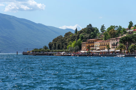Limone sul Garda, Italy - April 30,2018: Picturesque view of Limone sul Garda, Lake Garda, Italy.のeditorial素材