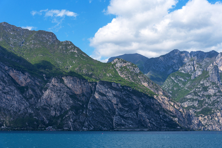 Panorama of the gorgeous Lake Garda, Italy.の写真素材