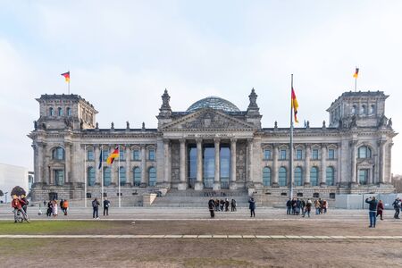BERLIN, GERMANY - November 23, 2019: Panoramic view of Reichstag building in Berlin, Germanyのeditorial素材