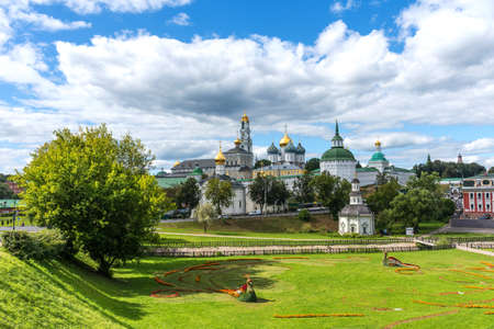 Scenic panoramic summer view of the most important Russian monastery and the spiritual center of the Russian Orthodox Church. The largest monastery in Russia.の写真素材