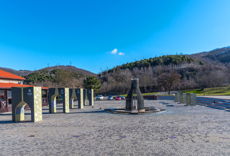 Abrau-Durso, Russia - March 2, 2021: The Abrau-Durso Wine Tourism Center in Russia. Champagne and sparkling wine factory Abrau Durso in Russia. Russian Wine House Abrau Dursoのeditorial素材