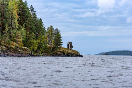 Ladoga Skerries National Park. Beautiful fall view on Lake Ladoga in Republic of Karelia, largest lake in Europe.の写真素材