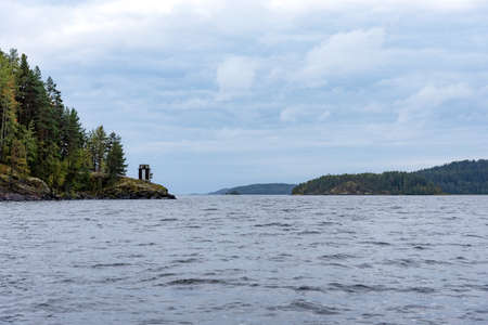 Ladoga Skerries National Park. Beautiful fall view on Lake Ladoga in Republic of Karelia, largest lake in Europe.の写真素材