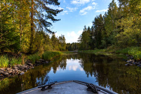 Ladoga Skerries National Park. Beautiful fall view on Lake Ladoga in Republic of Karelia, largest lake in Europe.の写真素材