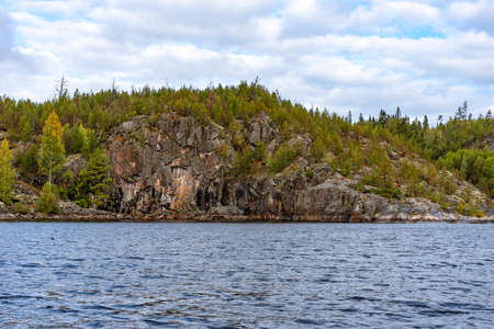 Ladoga Skerries National Park. Beautiful fall view on Lake Ladoga in Republic of Karelia, largest lake in Europe.の写真素材