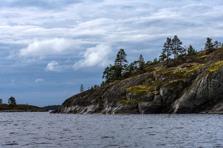 Ladoga Skerries National Park. Beautiful fall view on Lake Ladoga in Republic of Karelia, largest lake in Europe.の写真素材