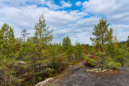 Ladoga Skerries National Park. Beautiful fall view on Lake Ladoga in Republic of Karelia, largest lake in Europe.の写真素材