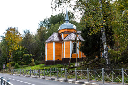 Church of St. Peter the Apostle in balneal and mud resort Martsialnyje vody in Karelia, Russia.の写真素材