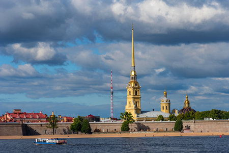 St. Petersburg, Russia - September 9, 2022: Picturesque view of Peter and Paul Fortress and Neva river in St. Petersburg Petersburg, Russiaのeditorial素材