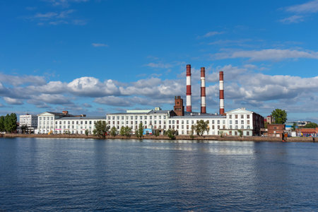 St. Petersburg, Russia - September 9, 2022: Public cultural and business space Sevkabel Port in St. Petersburg Petersburg. Public art space Sevkabel Port. Pedestrian embankment overlooking the Gulf of Finland.のeditorial素材