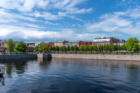 St. Petersburg, Russia - June 12, 2022: Summer view of New Holland in St. Petersburg. Petersburg. Weekend in New Holland and people resting in the park.のeditorial素材