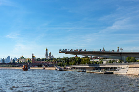 Moscow, Russia - August 12, 2022: The Soaring bridge in Zaryadye Parkのeditorial素材