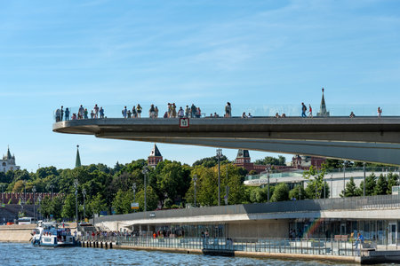 Moscow, Russia - August 12, 2022: The Soaring bridge in Zaryadye Parkのeditorial素材