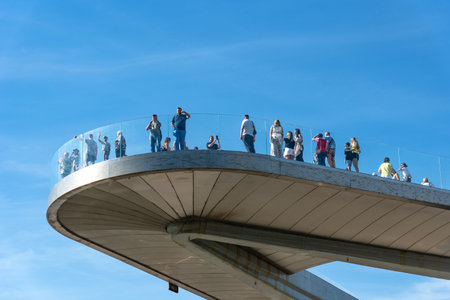 Moscow, Russia - August 12, 2022: The Soaring bridge in Zaryadye Parkのeditorial素材