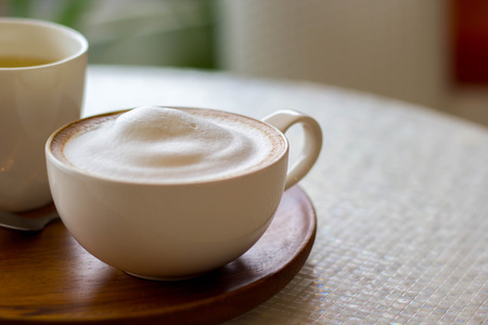 cappuccino in a white cupの写真素材