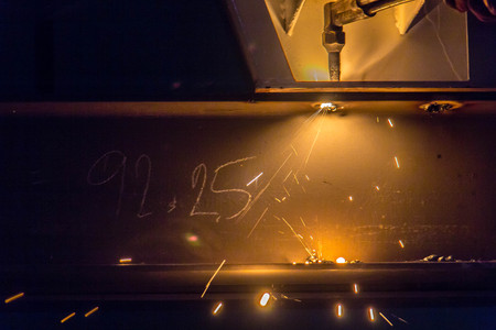 close up cutting old steel or welding with fire from gas without protect bodyの写真素材