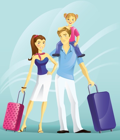 The young couple on vacationsのイラスト素材