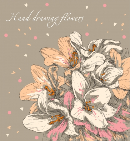 floral illustration of colorful summer flowersのイラスト素材