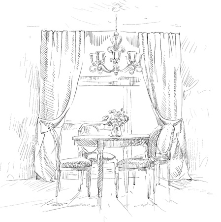 Hand drawing details of the interiorのイラスト素材