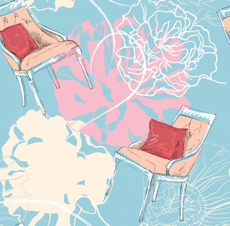 floral vintage seamless patternのイラスト素材