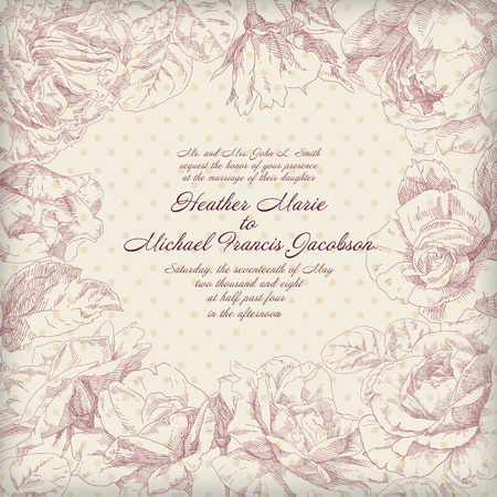 Hand drawing bridal card flower background. Vector illustration.のイラスト素材