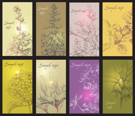 Beauty hand drawing card flower frames. Vector illustration.のイラスト素材