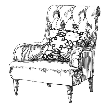 Contemporary modern interior hand drawing vector illustration.のイラスト素材