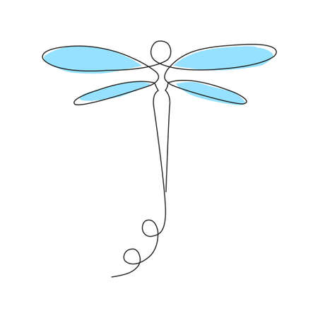 beautiful dragonfly. vector line graphics.のイラスト素材