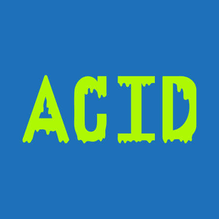 Bright retro wave inscription Acid with leaking letters in flat style on blue background. For prints, stickers, product designのイラスト素材