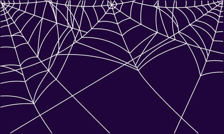 Simple white cobweb on violet background for halloween.のイラスト素材