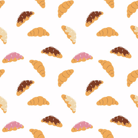 Seamless pattern of croissant in a flat styleのイラスト素材