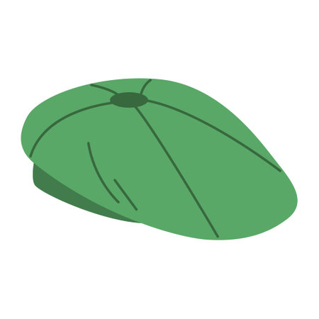 Isolated green male cap on white background in flat style. summer recreationのイラスト素材