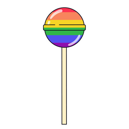Simple lollipop in rainbow colors. Pride LGBT symbols. Supporting love freedom. Flat vector illustration.のイラスト素材