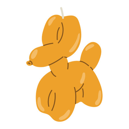 Isolated cute cartoon colorful wax in shape of ballon dog. Modern decoration for home interior, spa, relax. Flat vector illustration on white backgroundのイラスト素材