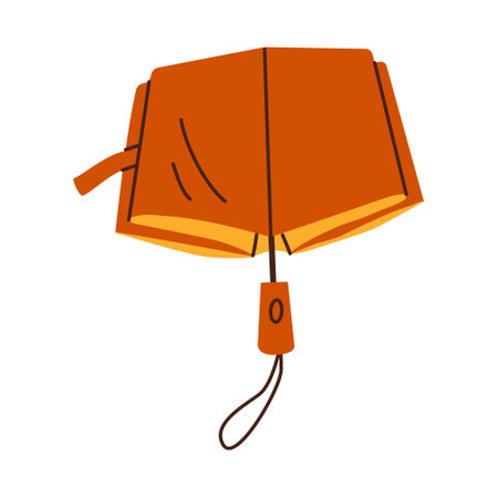 Isolated red automatic collapsible umbrella in flat style on white backgroundのイラスト素材