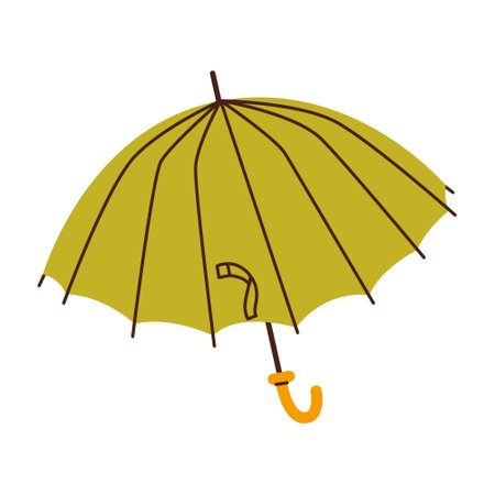 Isolated opened green umbrella walking stick in flat style on white backgroundのイラスト素材