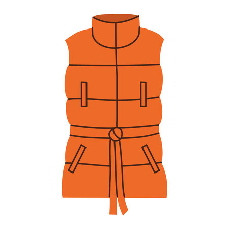 Isolated red female quilted vest with waist in flat style on white background. warm clothesのイラスト素材