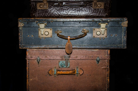 Retro vintage suitcase luggage isolated blackの写真素材
