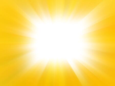 Summer background with a magnificent summer sun. Abstract yellow and white background with sunlight. Star glow light effectの写真素材