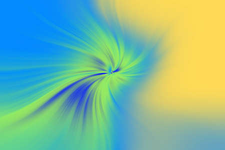 Abstract radial magnification blur zoom surface in neon green, blue and yellow tones. Glowing neon swirl textures for banners, posters, websites and other design projects.の写真素材