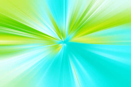 Abstract radial zoom blur surface in turquoise and light green tones. Abstract bicolor background with radial, diverging, converging lines.の写真素材
