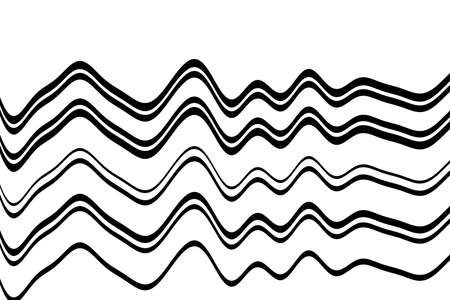 Black crooked horizontal lines on a white background. Abstract background with curved lines.の写真素材