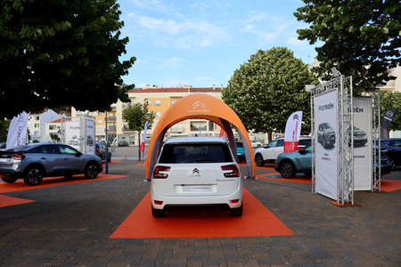 Torres Vedras, Portugal - June 2021: New Citroen car, model C4 spacetourer at the car fair.のeditorial素材