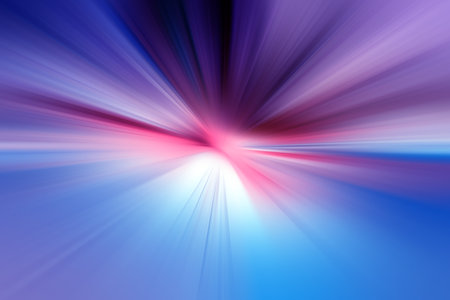Abstract surface of radial blur zoom in blue, pink and lilac tones. Spectacular blue pink background with radial, diverging, converging lines.の写真素材