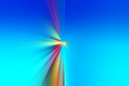 Abstract surface of radial blur zoom in blue, pink, yellow tones. Colorful blue pink background with...