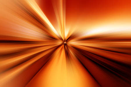 Abstract radial zoom blur surface in orange and brown tones. Bright glowing orange brown background with radial, radiating, converging lines.の写真素材
