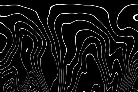 White crooked lines are arranged in a chaotic manner on a black background. Abstract background with curved lines.の写真素材