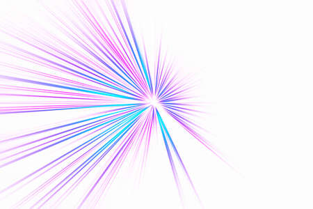 Abstract surface of radial blur zoom in blue and pink tones against a white background. Spectacular pink and white background with radial diverging converging lines.の写真素材