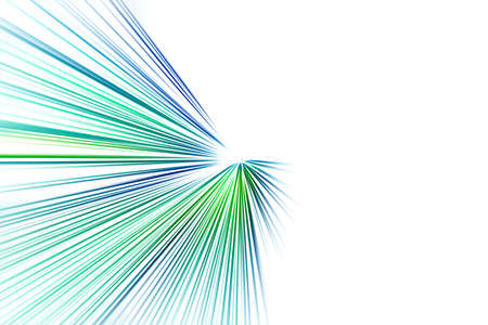 Abstract surface of blur radial zoom in green and blue tones on white background. Bright blue-green background with radial, diverging, converging lines.の写真素材